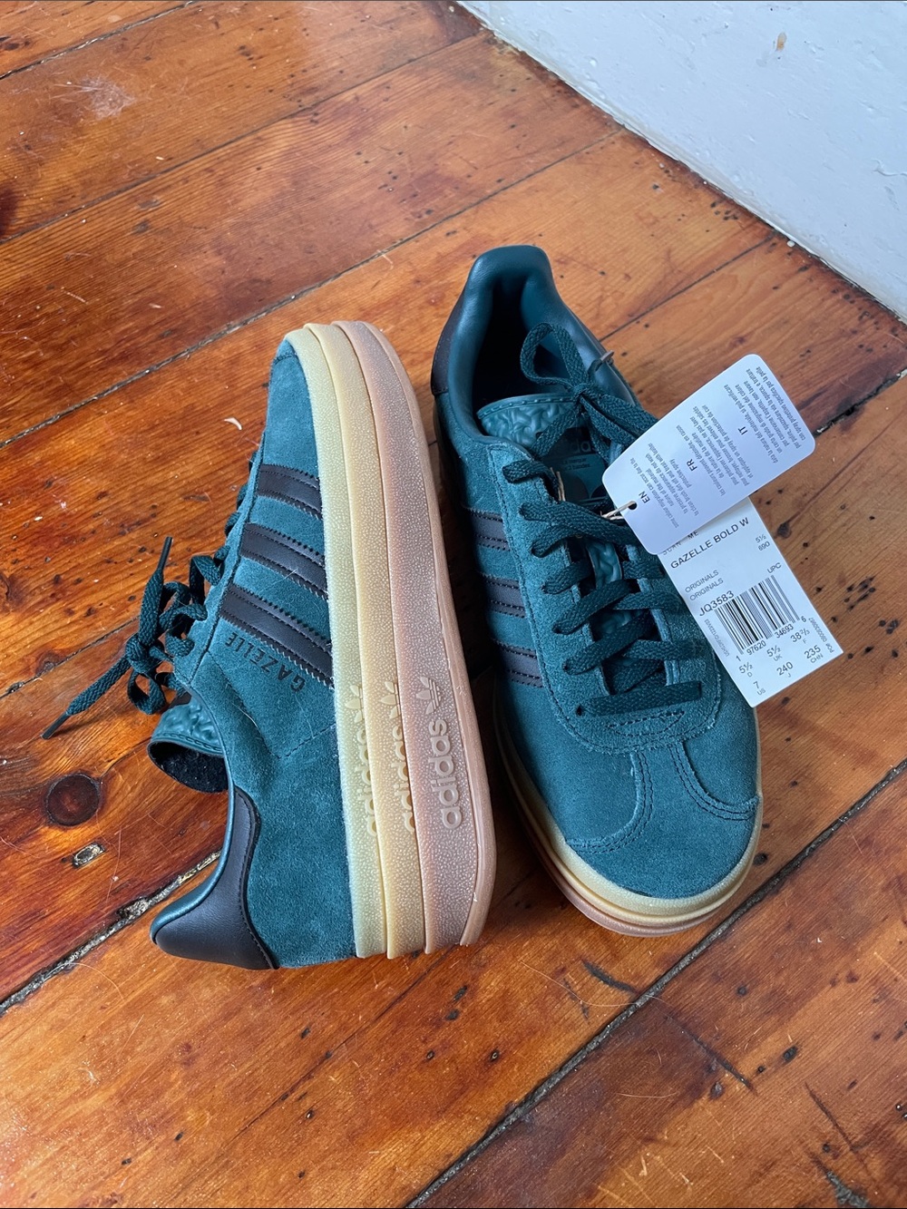 adidas Gazelle Suede Sneaker - Green with Gum Sole